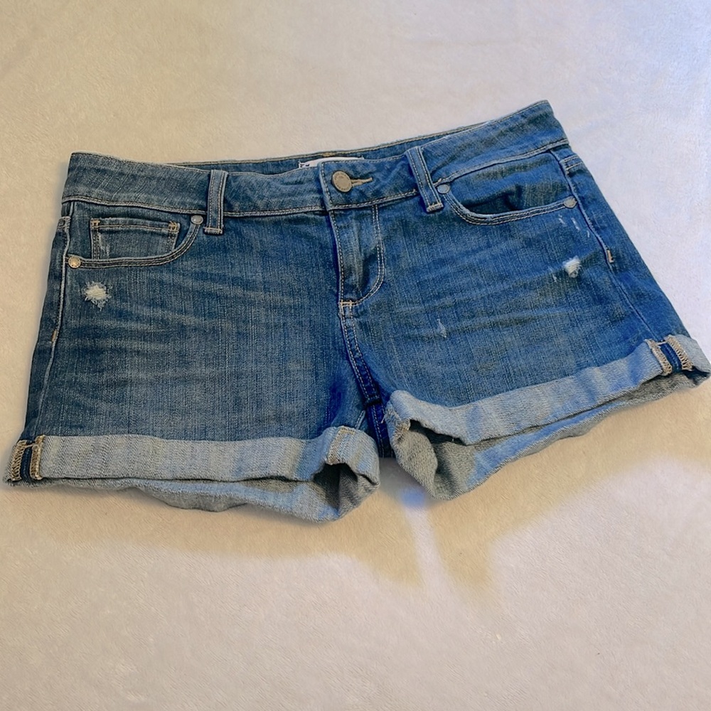 Paige Distressed Denim Shorts - Picture 3 of 10